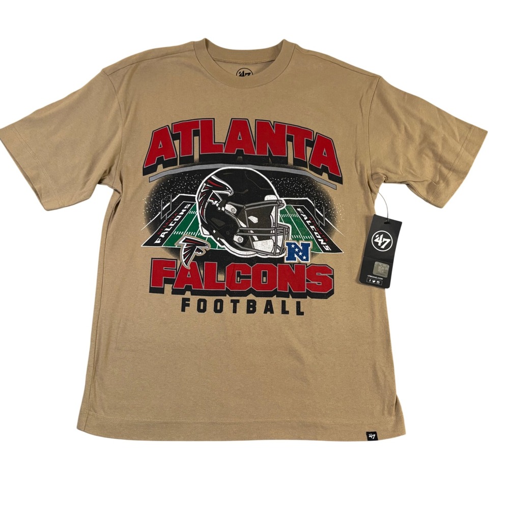 47 Brand Atlanta Falcons NFL Football Graphic T-Shirt Tan Men Small NWT
